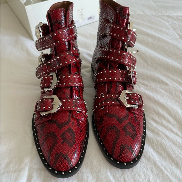 Givenchy Ankle Boots. Red Python. New
